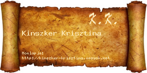 Kinszker Krisztina névjegykártya